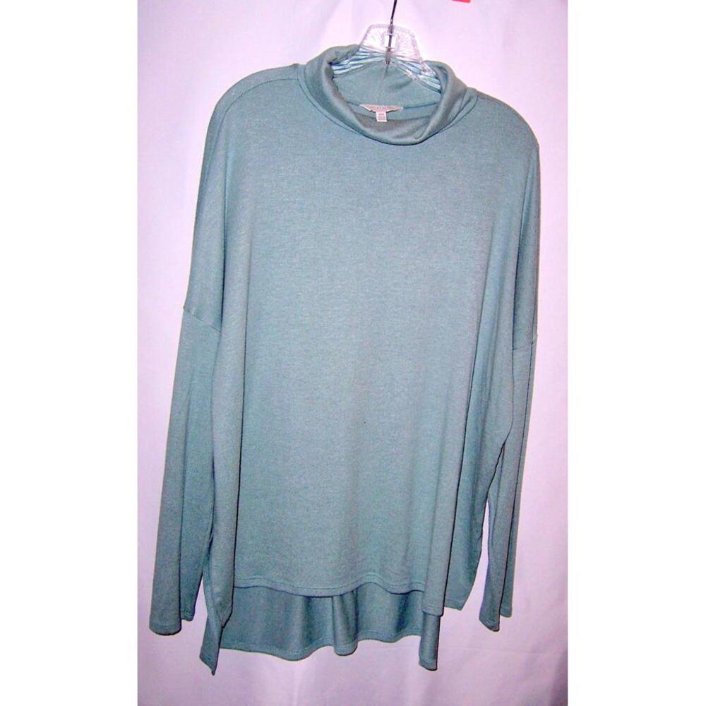 Lucky Brand Mock Turtle Neck Hi Lo Knit Tunic - Light French Blue - Medium